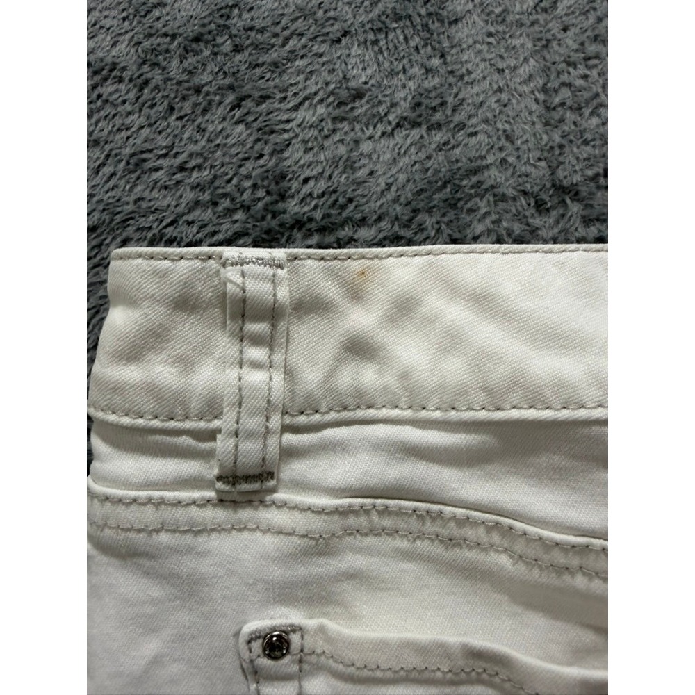 White House Black Market Denim Mini Skirt Women Size 2 White Floral Stretch - Picture 10 of 13